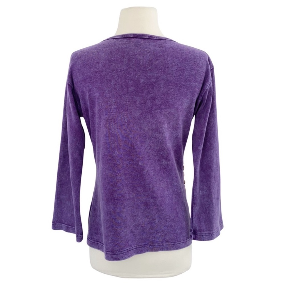 Vintage Rising International Embroidered Mixed Textures Purple Top Medium - Picture 3 of 15